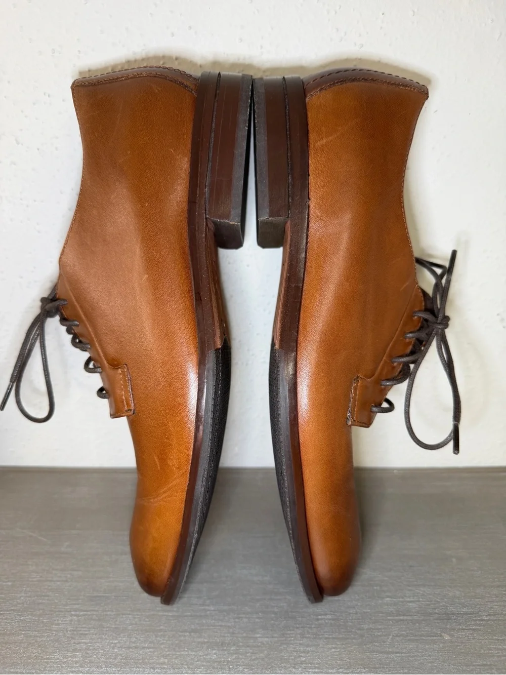 Cole Haan Sawyer Men’s Plain Toe Oxfords British Tan Leather Shoes 8.5 M